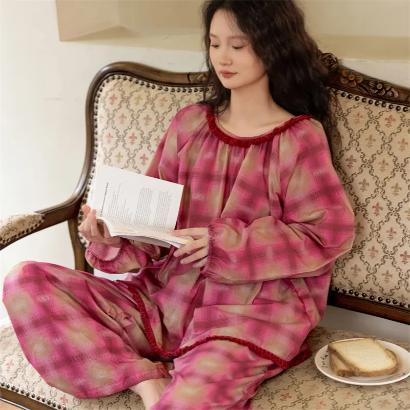 ZumashL Pajama Gift Box Women's Red Plaid-5