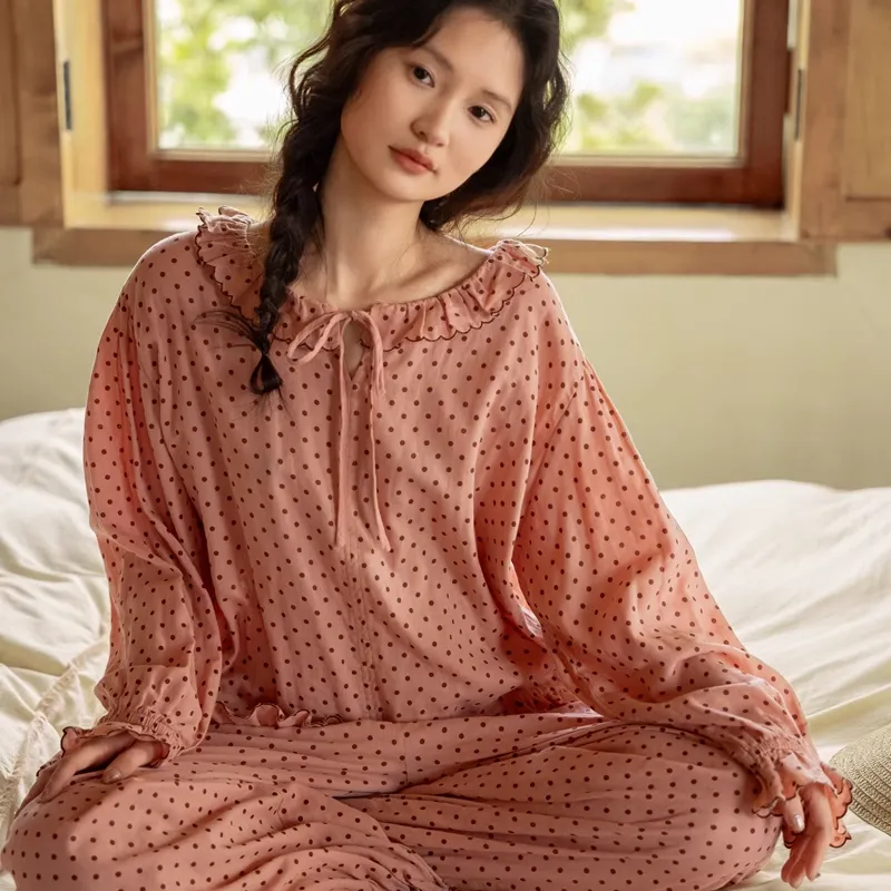 ZumashL Pajama Set Women's Polka Dot Cat-3