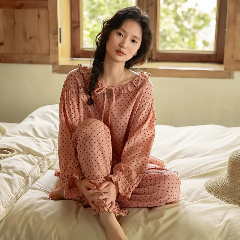 ZumashL Pajama Set Women's Polka Dot Cat-2