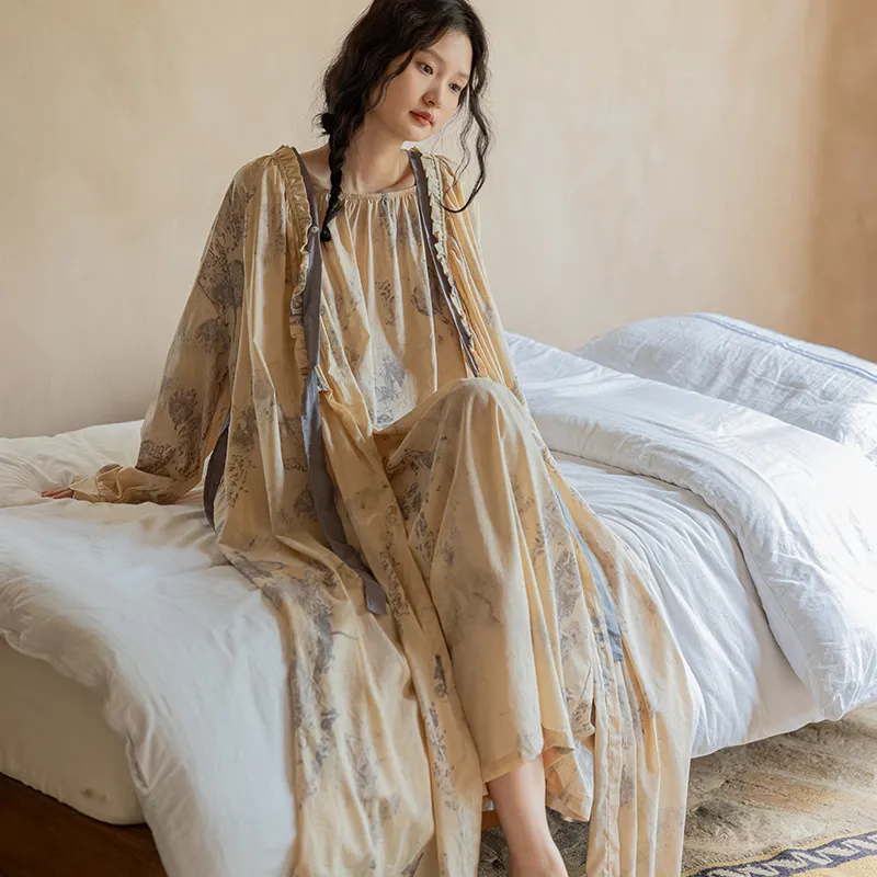 ZumashL Nightgown Women's Cloud Mist Thousand Layers-4