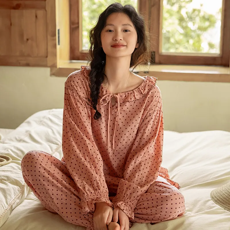 ZumashL Pajama Set Women's Polka Dot Cat-1