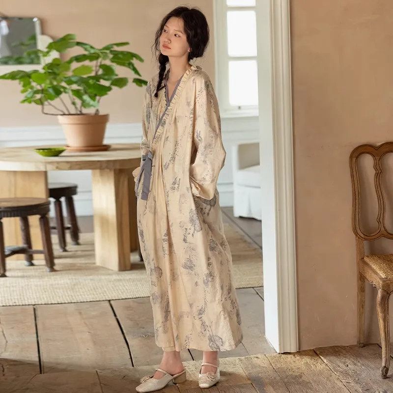 ZumashL Pajama Robe Women's Ink Fragrance And Danqing-1