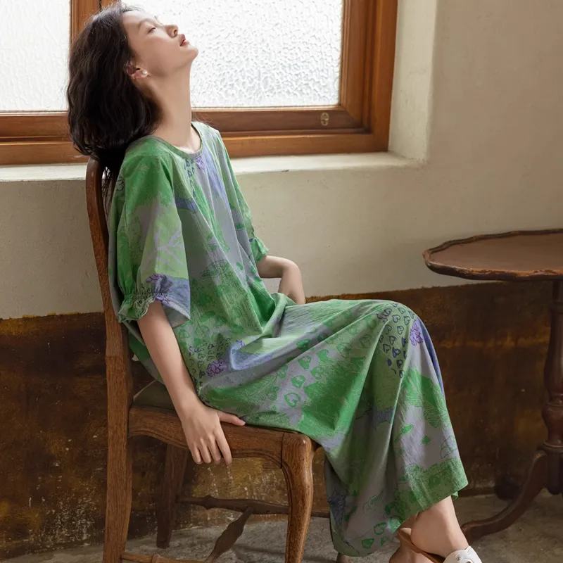 ZumashL Nightgown Women's Emerald Slight Wheat Green-2
