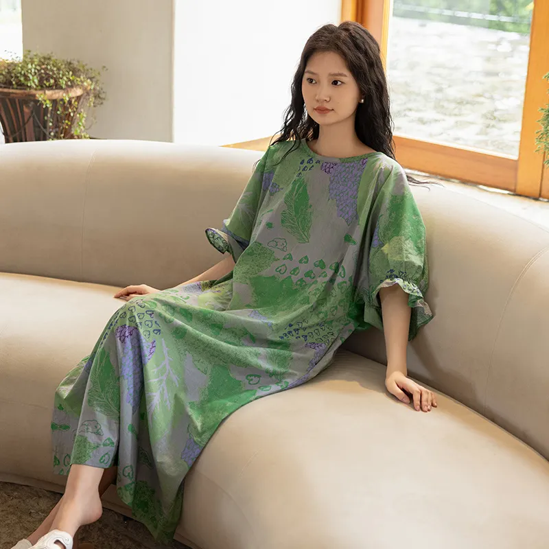 ZumashL Nightgown Women's Emerald Slight Wheat Green-1
