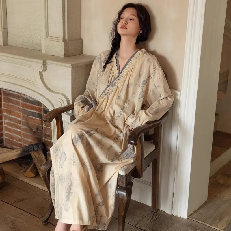ZumashL Pajama Robe Women's Ink Fragrance And Danqing-2