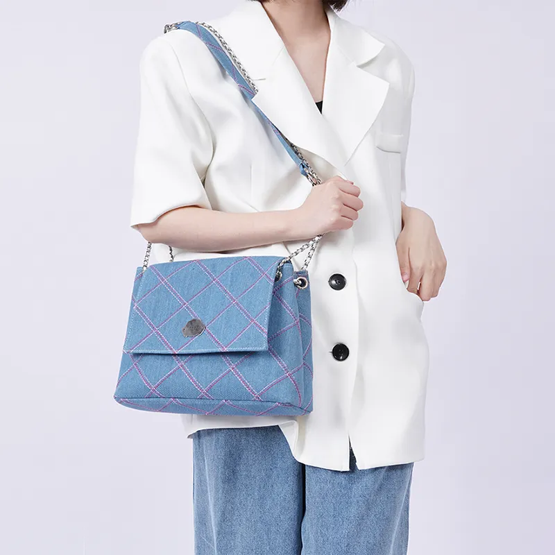 REBIRTH Denim Portable Crossbody Bag, Shoulder Bag Women's Fresh Look Blue, Graphite Black-2