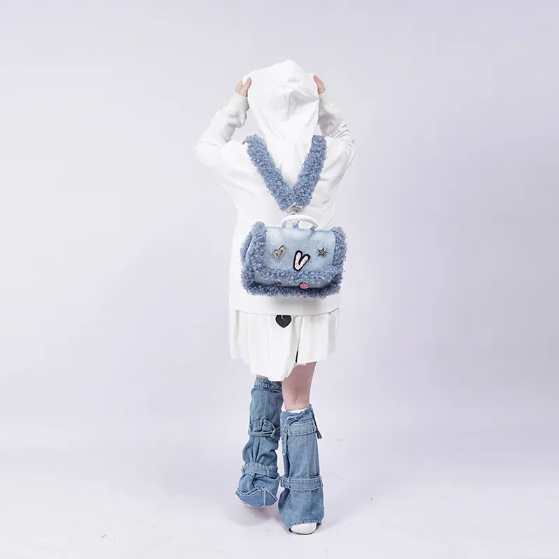 REBIRTH Denim Backpack Regular Women's Blue Denim-3