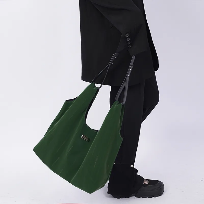 REBIRTH Synthetic Leather Shoulder Bag Regular Unisex Agate Green Silk Black-1