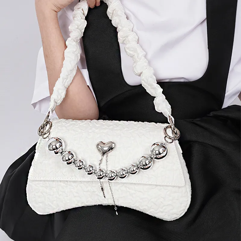 REBIRTH Crossbody Bag Medium Size Women's White/Black-3