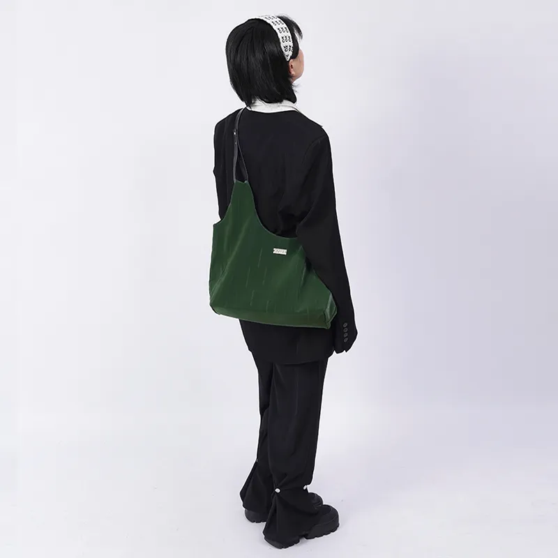 REBIRTH Synthetic Leather Shoulder Bag Regular Unisex Agate Green Silk Black-5
