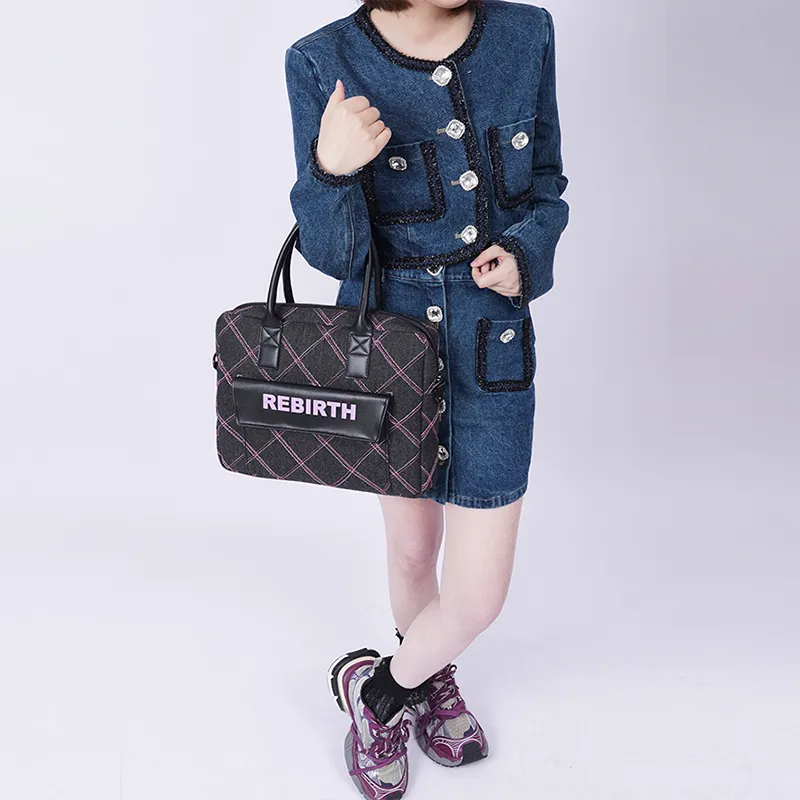 REBIRTH Denim Handbag Unisex Vitality Blue/Graphite Black-12