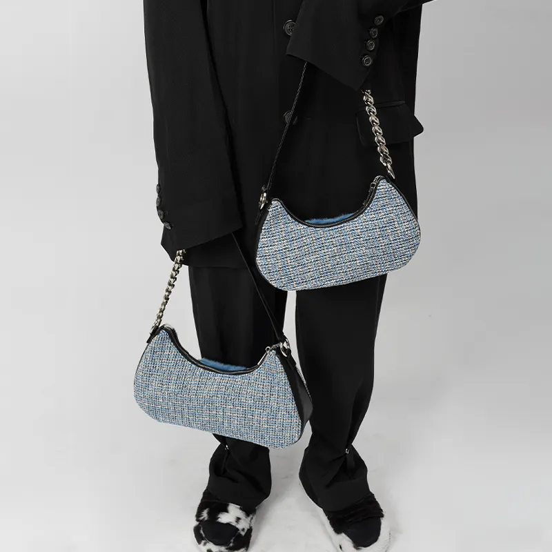 REBIRTH Premium Woven Fabric Handbag, Shoulder Bag Regular Women's Wild Blue-1
