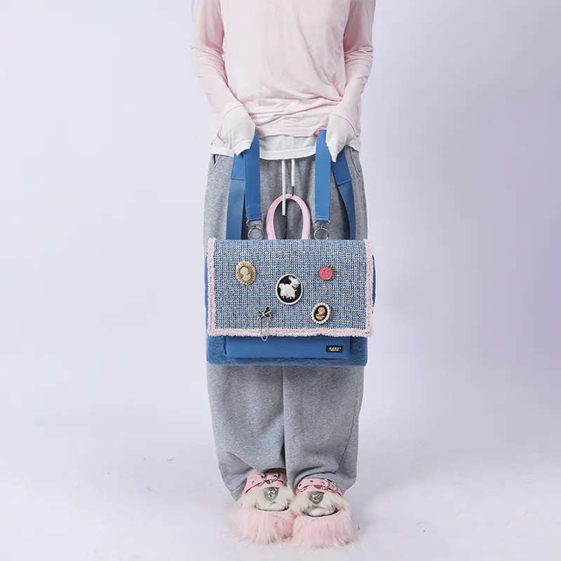 REBIRTH Microfiber Leather Backpack Regular Women's Blue/Black-9