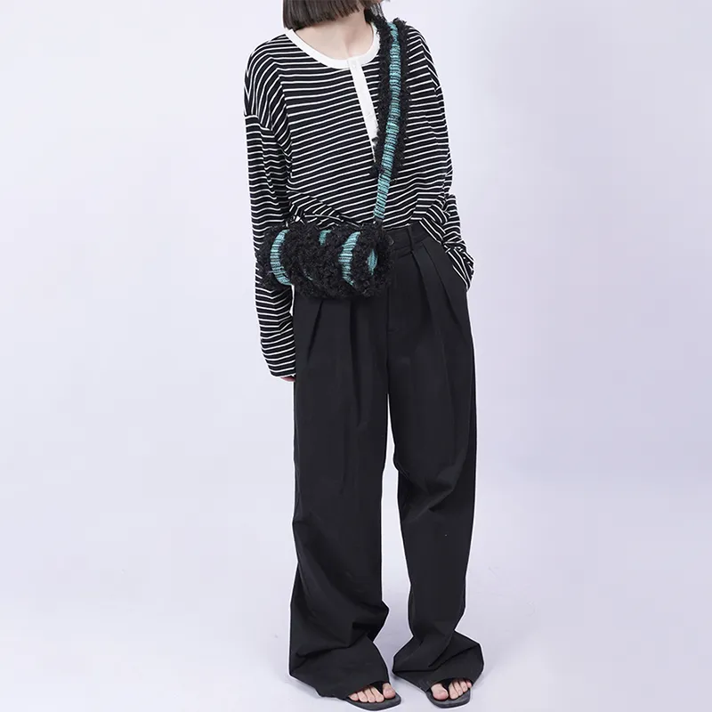 REBIRTH Denim Fabric With Eco Friendly Fleece Crossbody Cylinder Underarm Shoulder Bag Women's Multicolor-10