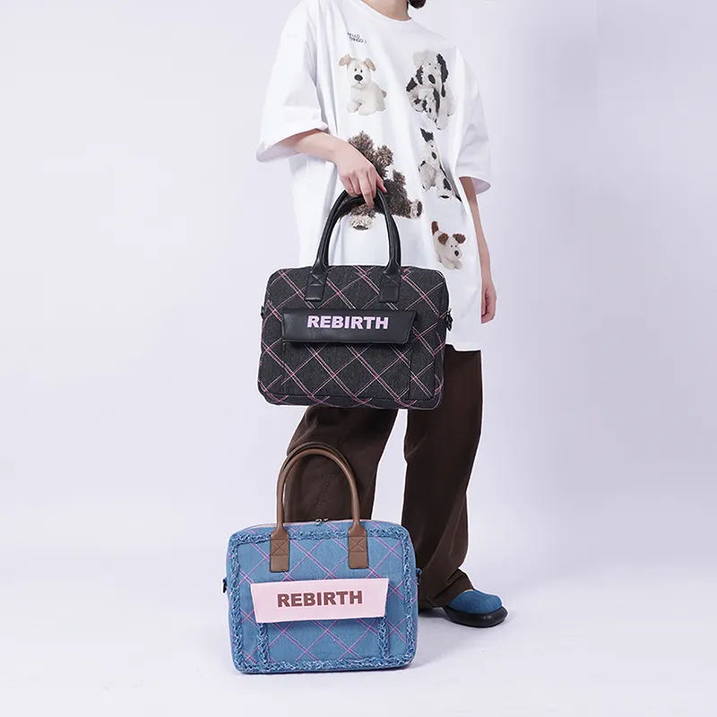 REBIRTH Denim Handbag Unisex Vitality Blue/Graphite Black-3