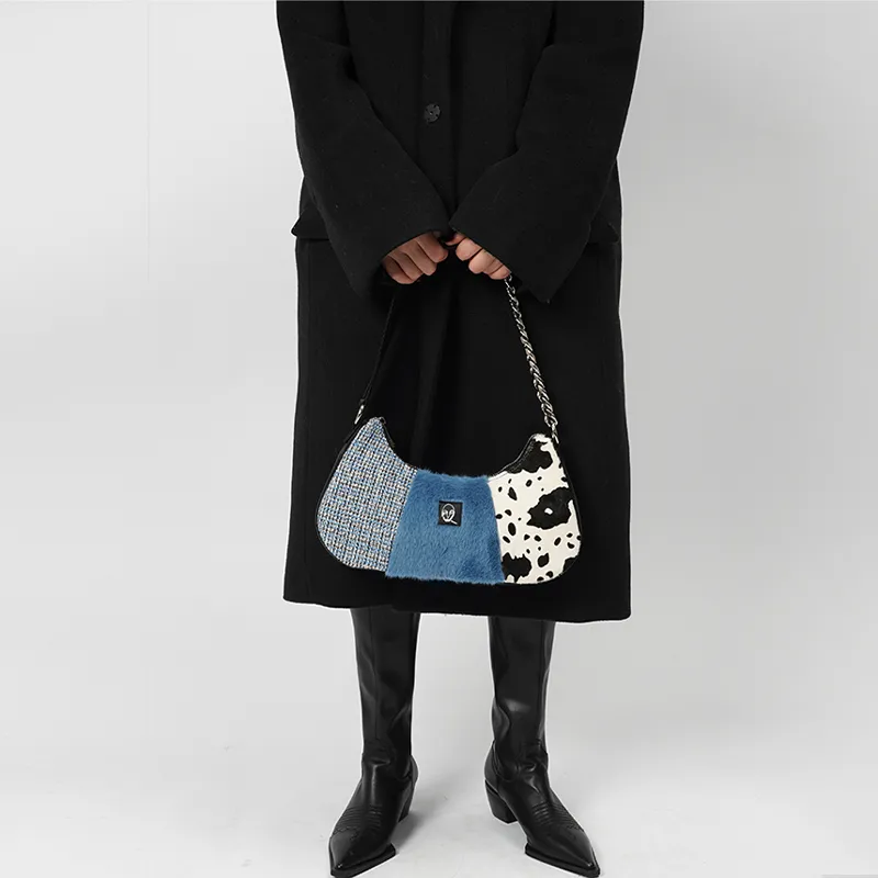 REBIRTH Premium Woven Fabric Handbag, Shoulder Bag Regular Women's Wild Blue-5
