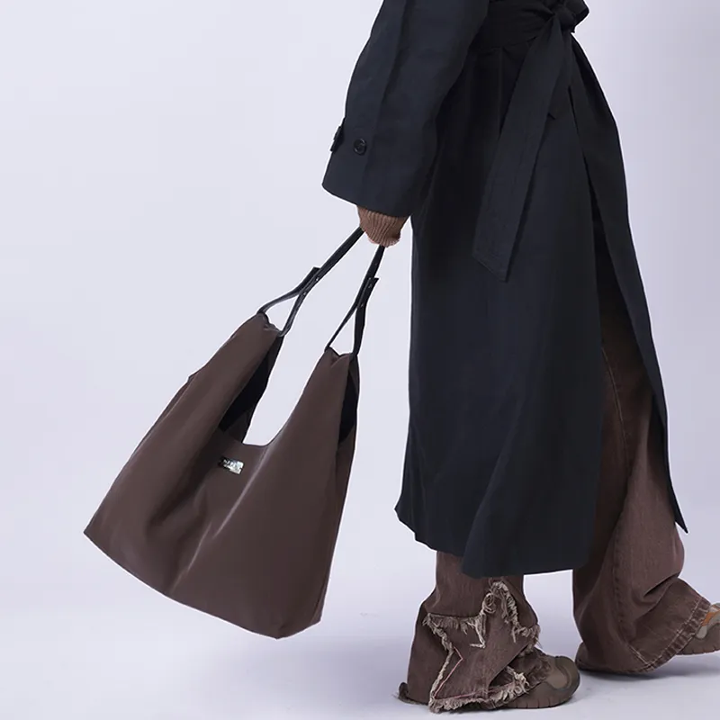 REBIRTH Synthetic Leather Shoulder Bag Women's Light Khaki/Dark Brown-10
