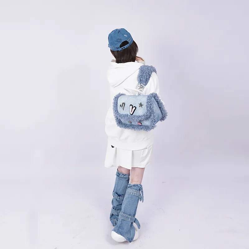REBIRTH Denim Backpack Regular Women's Blue Denim-4