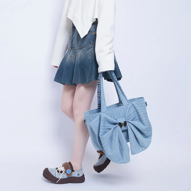 REBIRTH Denim Shoulder Bag Women's Sea Salt Blue-1