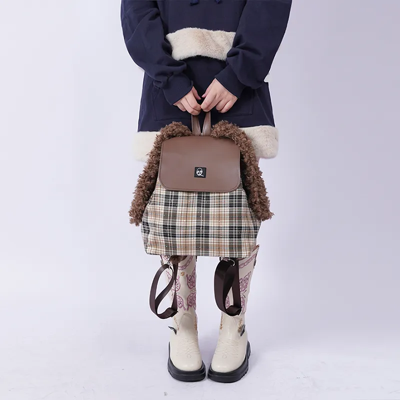 REBIRTH Canvas Backpack Crossbody Bag Handbag Large Size Women's Caramel Rabbit Millennium Purple Bunny-1