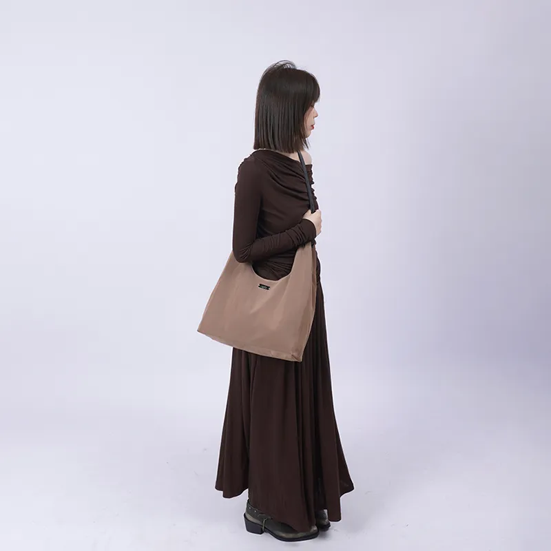 REBIRTH Synthetic Leather Shoulder Bag Women's Light Khaki/Dark Brown-4