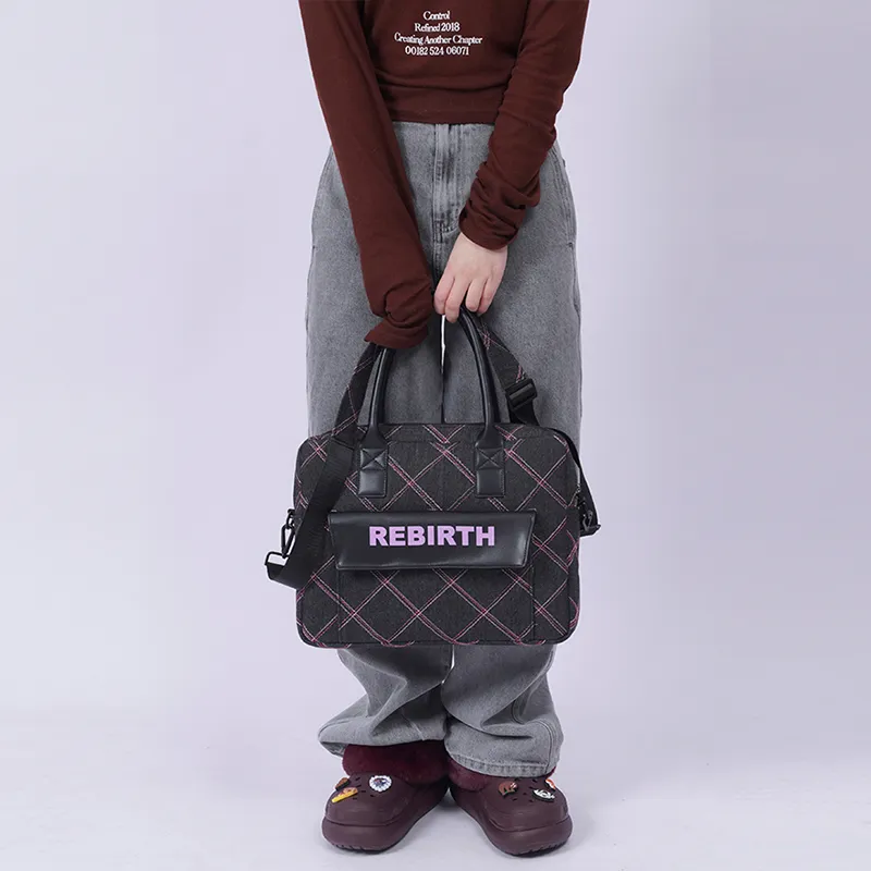 REBIRTH Denim Handbag Unisex Vitality Blue/Graphite Black-10
