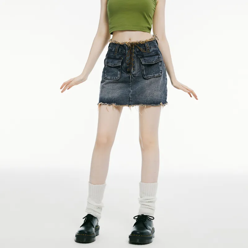 I'M ONE Denim Short Skirts Women's Vintage Denim Blue-6