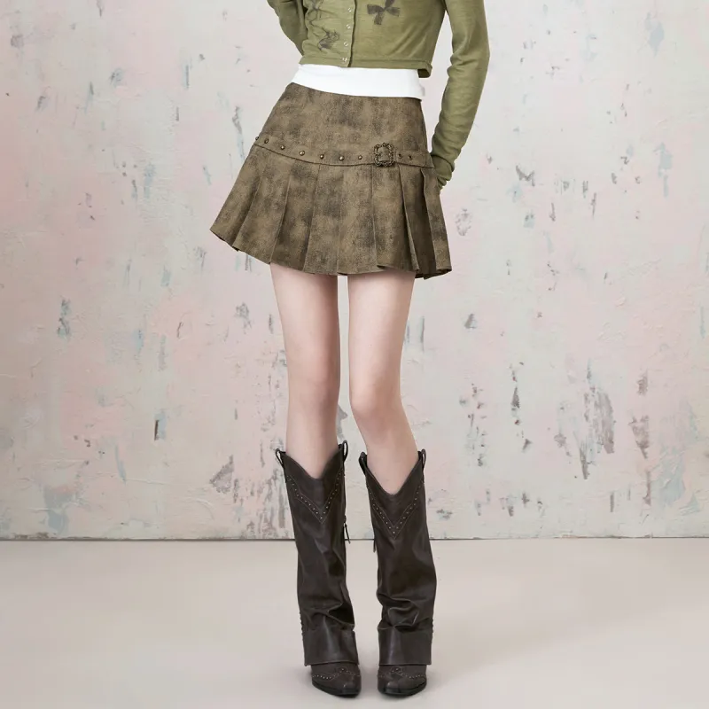 I'M ONE Casual Short Skirts Women's Khaki Brown-4