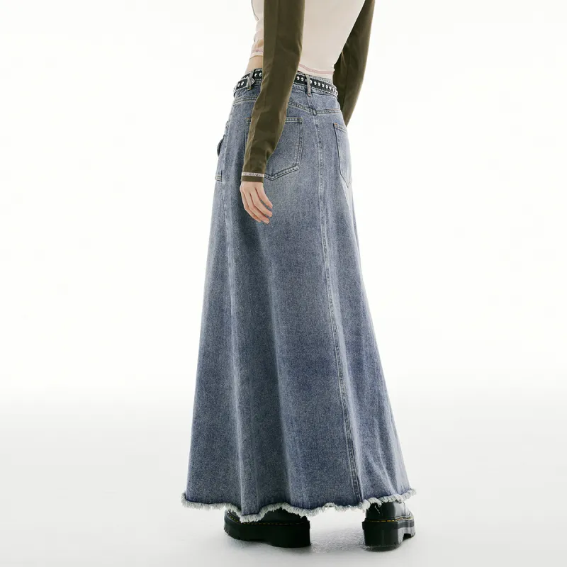 I'M ONE Denim Long Skirts Women's Denim Blue-3