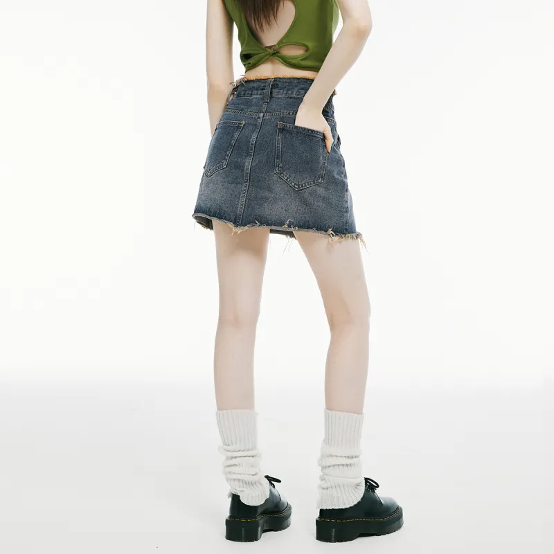 I'M ONE Denim Short Skirts Women's Vintage Denim Blue-4