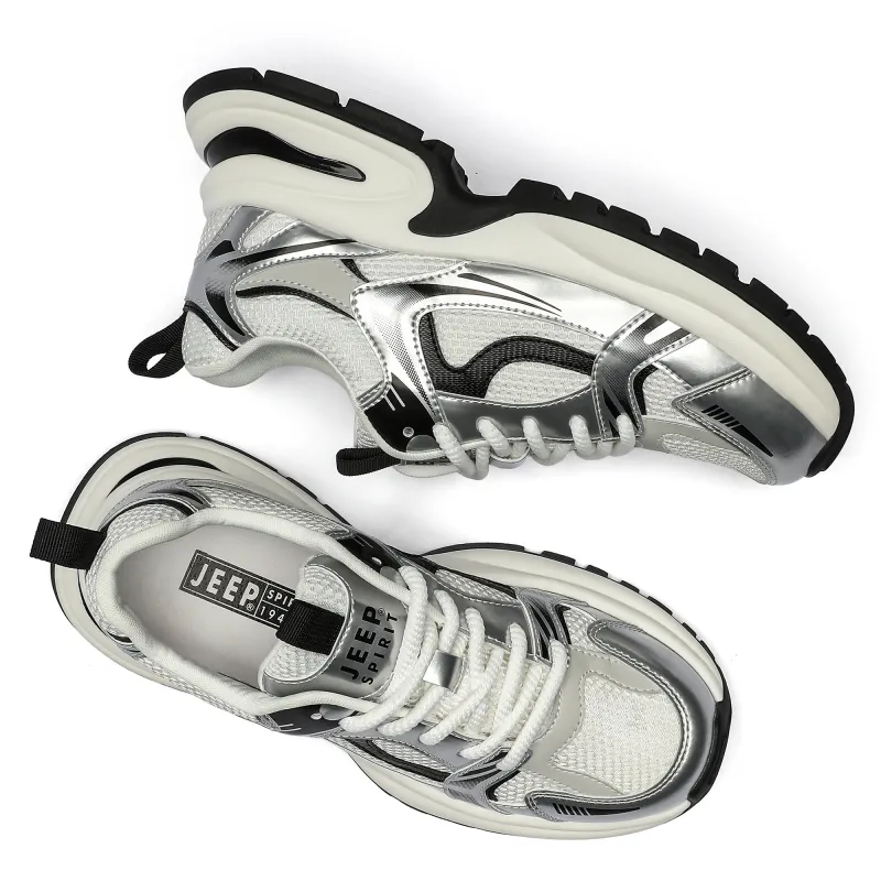 JEEP SPIRIT Anti Slip And Wear Resistant Breathable Low Top Casual Shoes Men's Moon Sand Silver-6