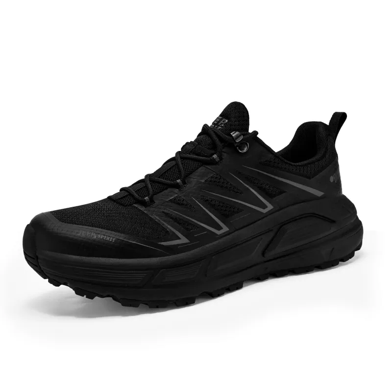 JEEP SPIRIT Cushioning, Abrasion Resistant, Slip Resistant, Quiet Low Top Running Shoes Men's Black-1