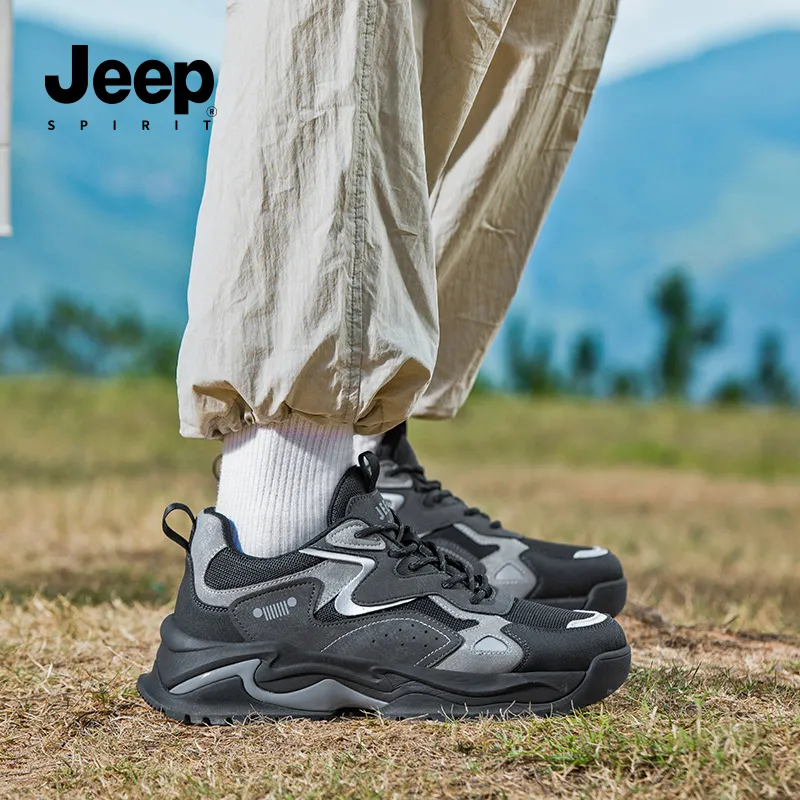 JEEP SPIRIT Wear Resistant Low Top Chunky Sneakers Men's Volcanic Gray-8