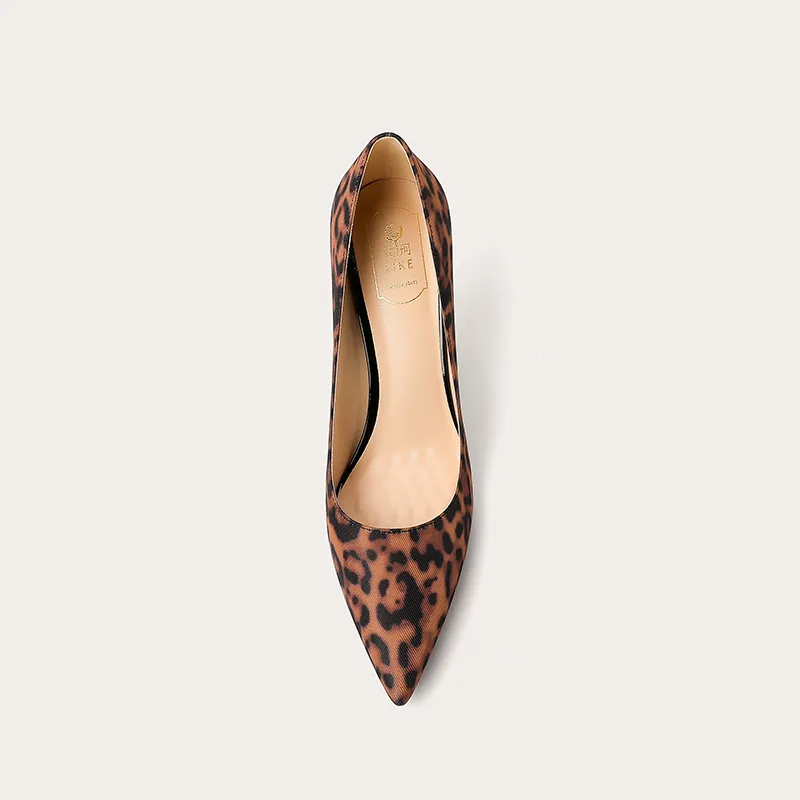 Li Ke Slim Heel High Heels 8CM Women's Leopard Print-5