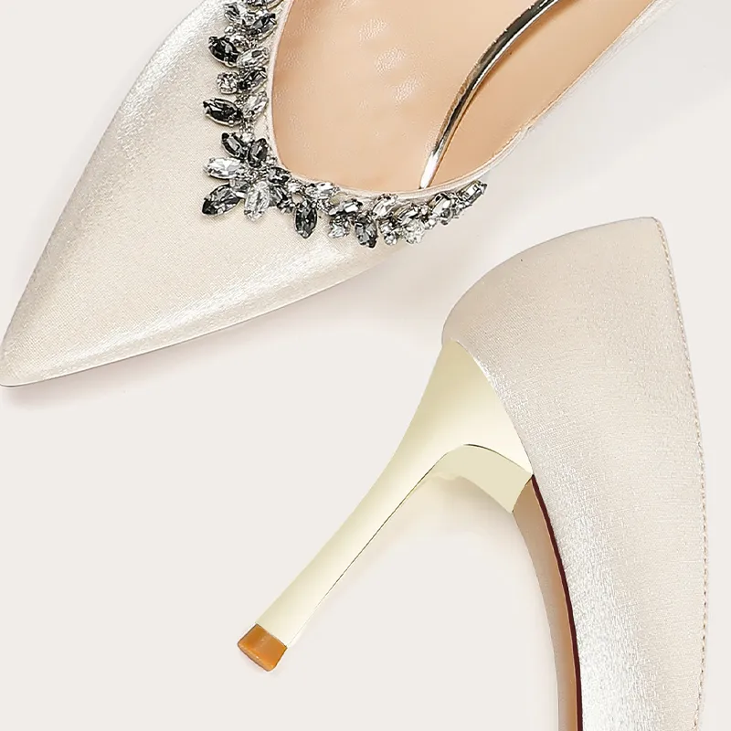 Li Ke Slim Heel High Heels 8CM Women's Champagne-1
