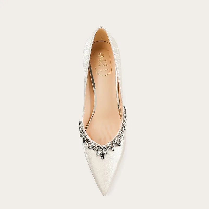 Li Ke Slim Heel High Heels 8CM Women's Champagne-3