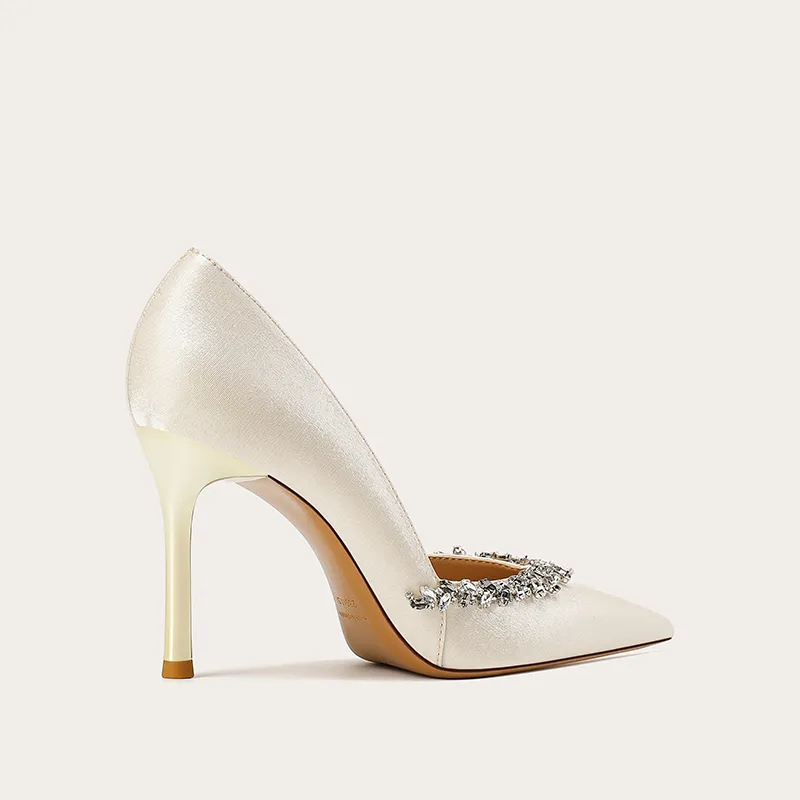 Li Ke Slim Heel High Heels 8CM Women's Champagne-2