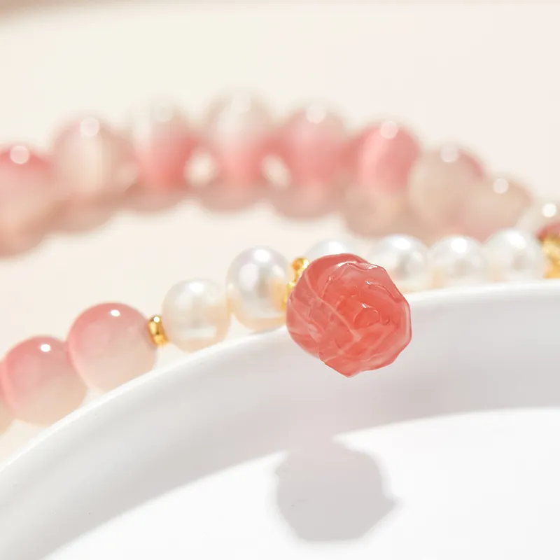 AGOVSKI Glass Cat Eye Jade Bracelets Women's-4