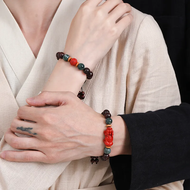 AGOVSKI Reconstructed Cinnabar Jade Bracelets Unisex-5