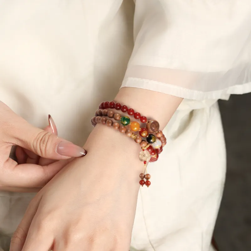 AGOVSKI Barbie Sandalwood Wooden Bracelets Women's-4