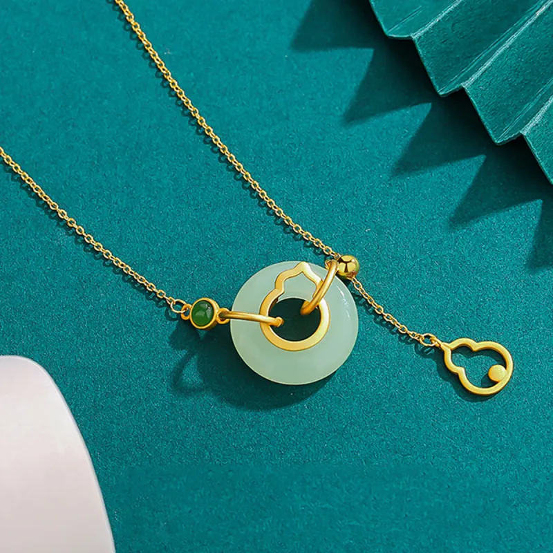 AGOVSKI Hetian Jade Necklaces Pale Greenish White Jade Women's-4