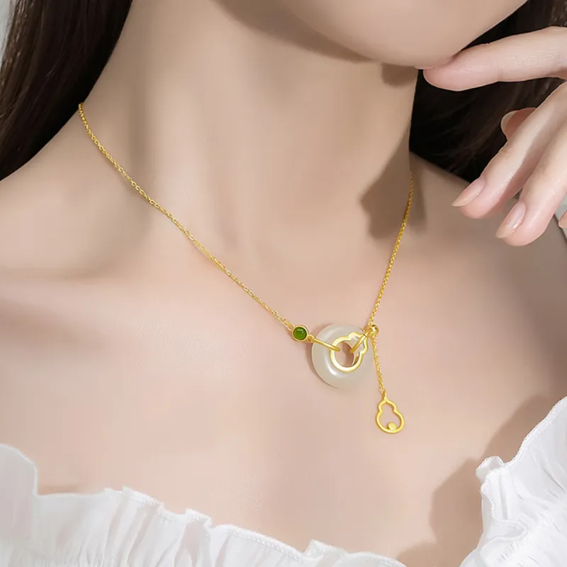 AGOVSKI Hetian Jade Necklaces Pale Greenish White Jade Women's-5