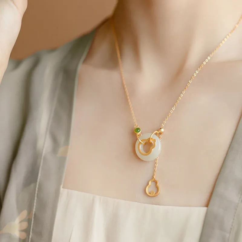 AGOVSKI Hetian Jade Necklaces Pale Greenish White Jade Women's-1