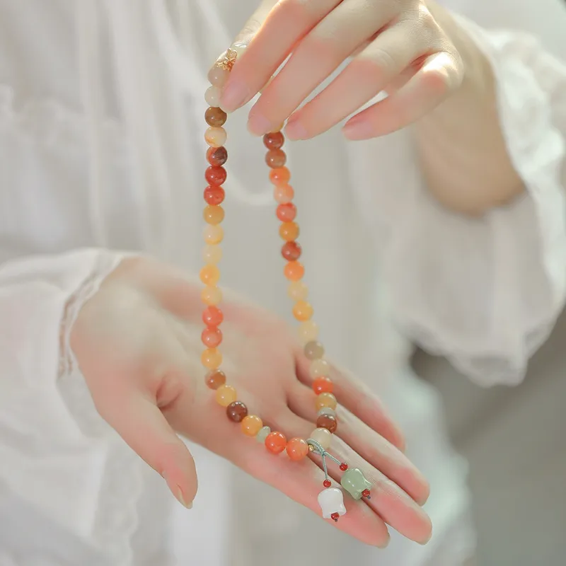 AGOVSKI Golden Silk Jade+Agate+Aventurine+Copper Alloy+Braided String Bracelets Women's-7