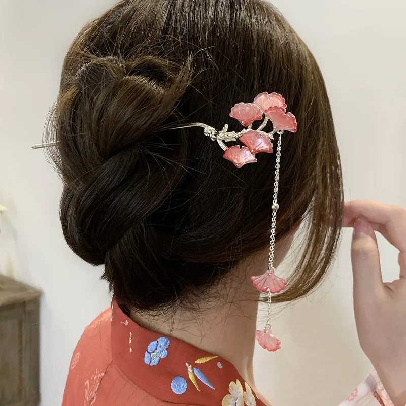 AGOVSKI Hairpins Women's Elegant Ginkgo Tassel Hairpin-6