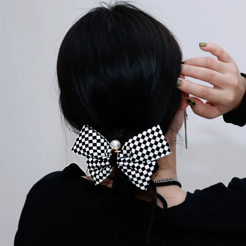 AGOVSKI Fabric Polyester+Resin+Alloy+Synthetic Cubic Zirconia+Resin Beads+Elastic Hair Tie Women's-5