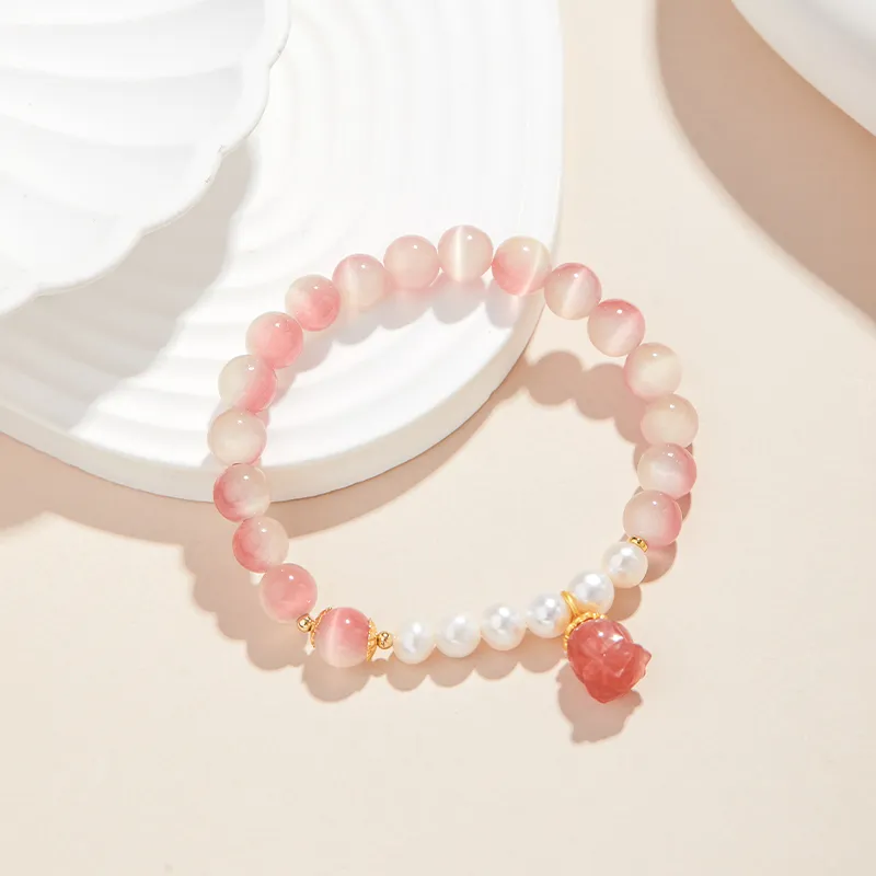 AGOVSKI Glass Cat Eye Jade Bracelets Women's-6