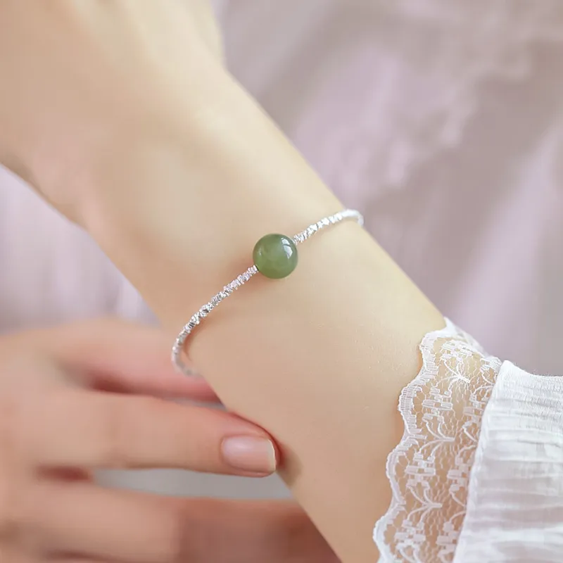 AGOVSKI Hetian Jade Bracelets Pale Greenish White Jade Women's-1