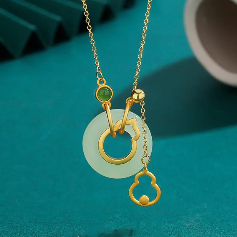 AGOVSKI Hetian Jade Necklaces Pale Greenish White Jade Women's-3