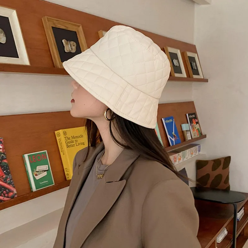 AGOVSKI Synthetic Leather Bucket Hats Women's-3